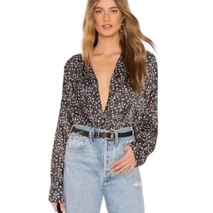Free People Lady Like Butterfly Print Bodysuit